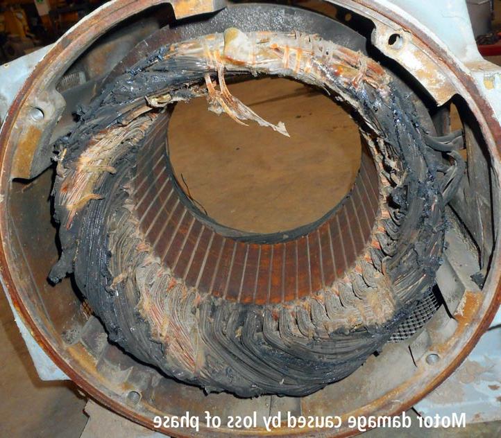 image of motor damaged by loss of phase